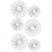 Rosettes, d: 35+50 mm, wit glitter, 6stuks [HOB-24782]
