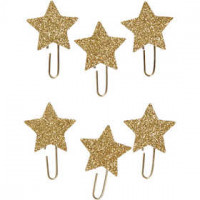Paperclips, d: 30 mm, goud glitter, ster, 6stuks [HOB-24785]