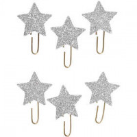 Paperclips, d: 30 mm, zilver glitter, ster, 6stuks [HOB-24790]