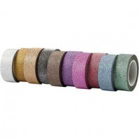 Glitter tape, b: 15 mm, diverse kleuren, 10x6m [HOB-25224]