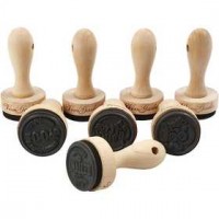 Houten stempels, d: 30 mm, h: 70 mm, 8x6stuks [HOB-27569]