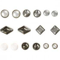 Deco brads, afm 8-18 mm, wit, 16div [HOB-28315]