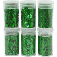 Metallic Glitter, groen, 6x5gr [HOB-28465]