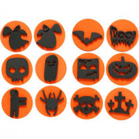 Foam stempels, d: 7,5 cm, dikte 2,5 cm, Halloween, 12div [HOB-28553]