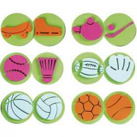 Foam stempels, d: 7,5 cm, dikte 2,5 cm, sport, 6div [HOB-28555]