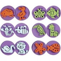 Foam stempels, d: 7,5 cm, dikte 2,5 cm, dieren, 6div [HOB-28557]