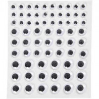 Wiebelogen, d: 8+12+14 mm,  69 stuk, wit, zelfklevend, 1vel [HOB-28997]