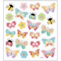 Stickers, vel 15x16,5 cm,  24 stuk, vlinders en lieveheersbeestjes, 1vel [HOB-29075]