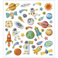 Stickers, vel 15x16,5 cm,  41 stuk, ruimte, 1vel [HOB-29078]