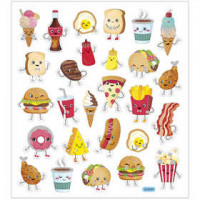 Stickers, vel 15x16,5 cm,  27 stuk, fast food, 1vel [HOB-29079]