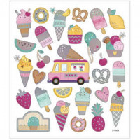Stickers, vel 15x16,5 cm,  28 stuk, ijsjes, 1vel [HOB-29088]