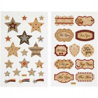 Stickers, vel 10x16 cm, sterren en 'For you' labels, 4vellen [HOB-29105]