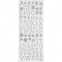 Glitter stickers, vel 10x24 cm, zilver, letters, 2vellen [HOB-29108]