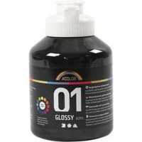 A-Color acrylverf, zwart, 01 - glossy, 500ml [HOB-32004]