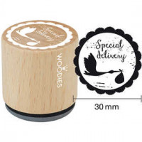 Houten stempel, d: 30 mm, h: 35 mm, Special delivery , 1stuk [HOB-32383]