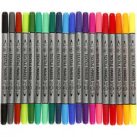 Textielstiften, lijndikte: 2,3+3,6 mm, standaardkleuren, 20stuks [HOB-34817]