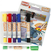 Playcolor textielverf, l: 14 cm, d: 15 mm, kleuren assorti, 6stuks [HOB-34859]