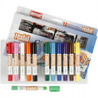 Playcolor textielverf, l: 14 cm, d: 15 mm, diverse kleuren, 12stuks [HOB-34860]