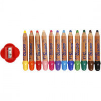 Kleurpotloden, vulling: 6 mm, d: 13 mm, diverse kleuren, 12stuks, l: 10,5 cm [HOB-37295]