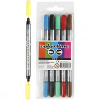 Colortime dubbelstift, lijndikte: 2,3+3,6 mm, standaardkleuren, 6stuks [HOB-37984]