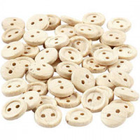 Houten knopen, d: 8 mm, met 2 gaten, 50stuks [HOB-403011]