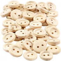 Houten knopen, d: 11 mm, met 2 gaten, 50stuks [HOB-403021]