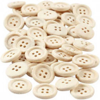 Houten Knopen, d: 15 mm, met 4 gaten, 50stuks [HOB-403041]