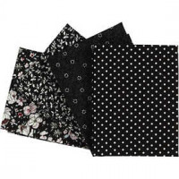 Patchwork stof, afm 45x55 cm, 100 g/m2, 4 stuks, zwart [HOB-44177]
