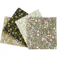 Patchwork stof, afm 45x55 cm, 100 g/m2, 4 stuks, groen [HOB-44179]