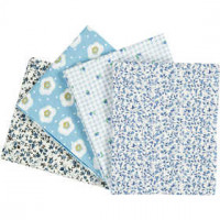 Patchworkstof, afm 45x55 cm, 100 g/m2, 4 stuks, lichtblauw [HOB-44180]