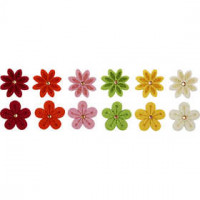 Bloemen van vilt met strassteen, d: 30 mm, dikte 2,5 mm, 12div [HOB-450760]