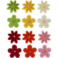 Bloemen van vilt, d: 30 mm, dikte 2,5 mm, 120div [HOB-450761]