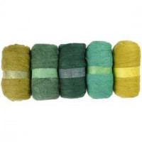 Gekaarde wol, groen harmonie, 5x100gr [HOB-45122]