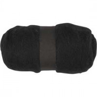 Gekaarde wol, zwart, 100gr [HOB-451840]