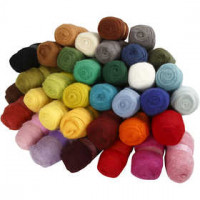 Gekaarde wol , diverse kleuren, 35x100gr [HOB-45198]