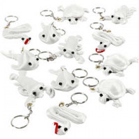 Fabric Creepy-Crawly with key rings, size 4-8 cm, 12 pcs, white [HOB-49512]