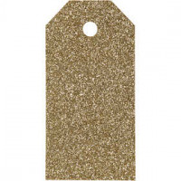 Cadeaulabels, afm 5x10 cm,  300 gr, goud, glitter, 15stuks [HOB-50996]