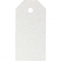 Cadeaulabels, afm 5x10 cm,  300 gr, wit, glitter, 15stuks [HOB-51001]
