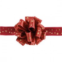 Susifix band, b: 18 mm, goud, rood, sterren, 5m [HOB-51391]