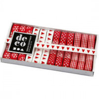 Lint collectie, b: 10 mm, rood/wit harmonie, 12x1m [HOB-51402]