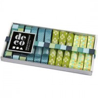 Lint collectie, b: 10 mm, blauw/groen harmonie, 12x1m [HOB-51405]