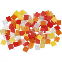 Mini mozaiek, afm 5x5 mm, dikte 2 mm, rood/oranje harmonie, 25gr [HOB-51924]
