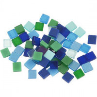Mini mozaiek, afm 5x5 mm, dikte 2 mm, blauw/groen harmonie, 25gr [HOB-51929]