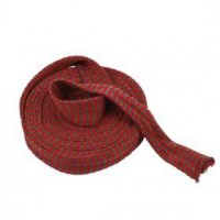 Knitted Tube, W: 40 mm, 10 m, christmas red/grey [HOB-53141]