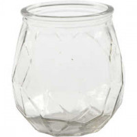 Glazen kandelaar, h: 10,5 cm, d: 9,5 cm, 6stuks, gatgrootte 7,3 cm [HOB-55792]