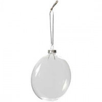 Plat glazen kerstbal, d: 8 cm, 6stuks, dikte 2,1 cm [HOB-55951]