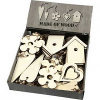 Houten decoraties, afm 6,5-21,5 cm, dikte 5 mm, 100stuks [HOB-56739]