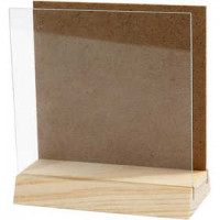 3D plaat met glas, afm 10x10 cm, grenen, 1set [HOB-56747]