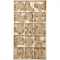 Houten ornamenten, incl. displaydoos, afm 12 cm, dikte 3 mm, MDF, 120stuks [HOB-56749]