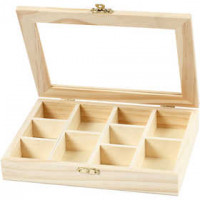 Box with Glass Lid, size 15.5x20.5x3.5 cm, hole size 4.3x4.3 cm, 1 pc, pine [HOB-56930]